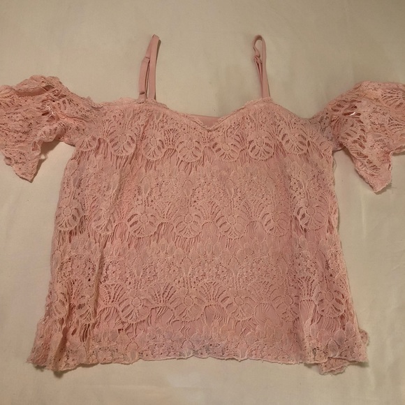 Lush Tops - Pink lace of shoulder top from Lush